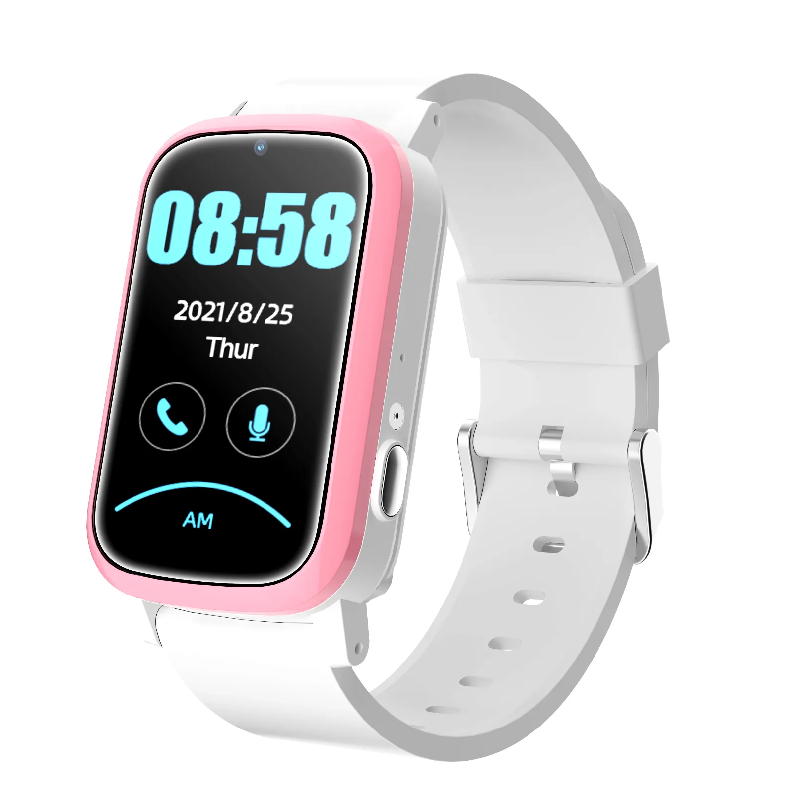 KS02- Pink & White Kids Smart Watch with Call Icons